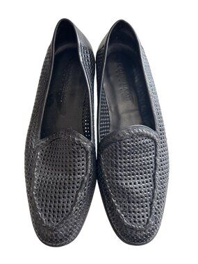 Cole Haan Black Woven Leather Slip-On Loafers Made In Brazil